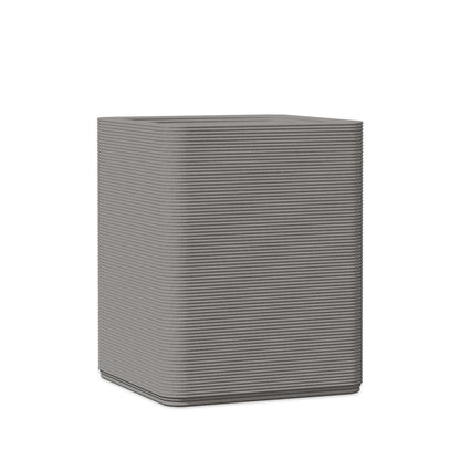 Montara Medium Square Planter - Stacks - Silver Mist - square planter with fine horizontal ribbed texture, 3D printed concrete, modern minimal design