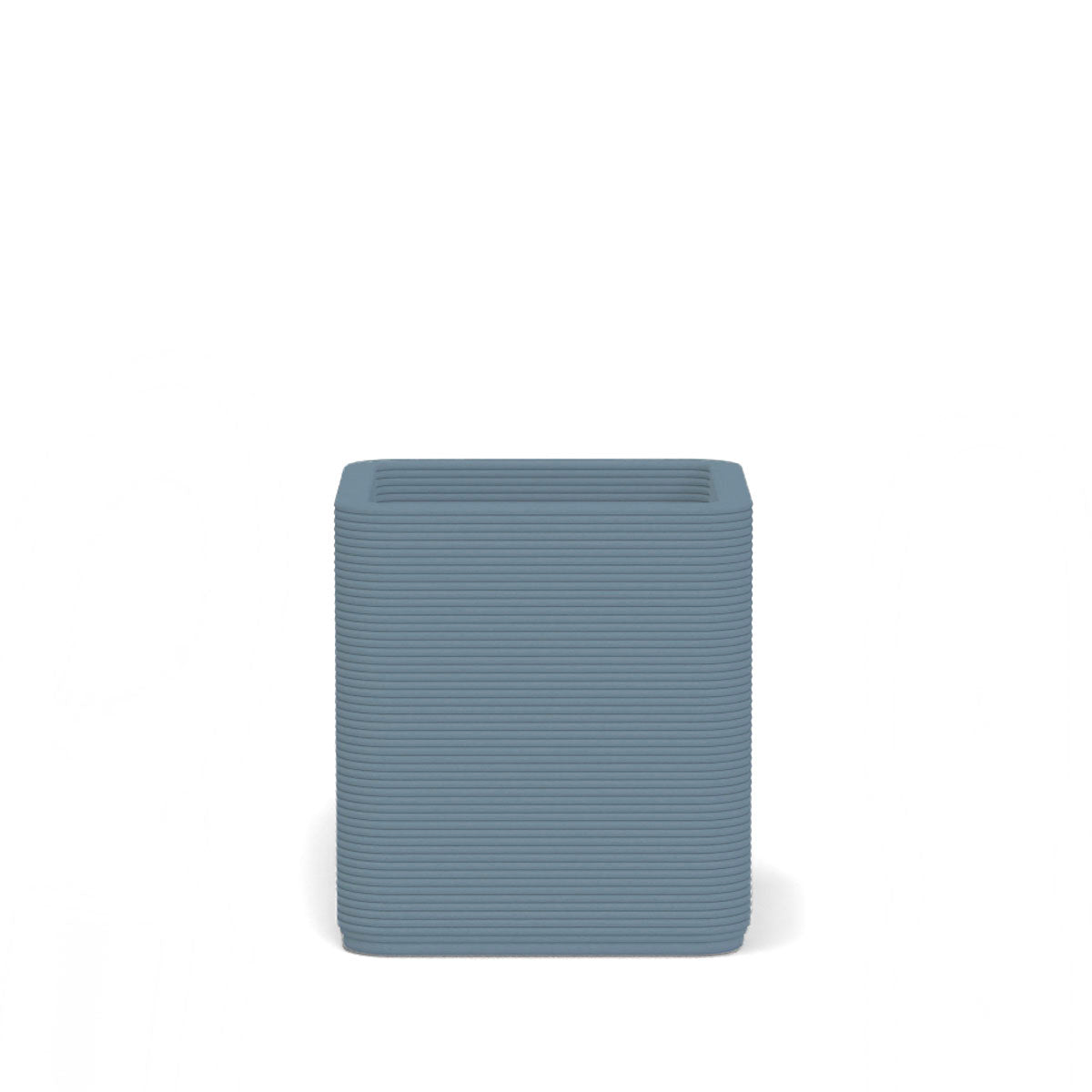 Montara Small Square Planter in Toasted Almond 3D-printed concrete with ribbed finish, modern GFRC design for indoor and outdoor architectural use