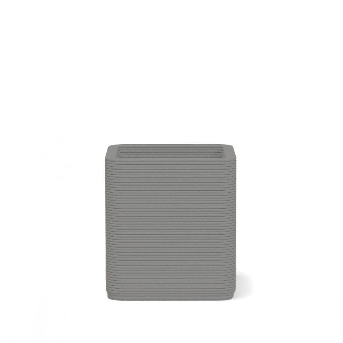 Montara Small Square Planter in Savanna Clay 3D-printed concrete with ribbed finish, modern GFRC design for indoor and outdoor architectural use
