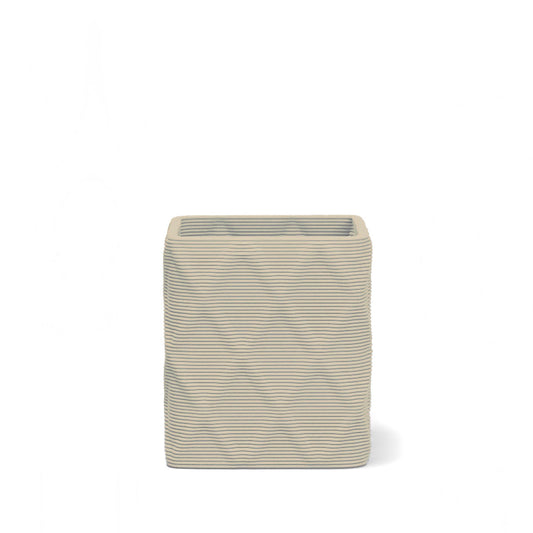 Montara Small Square Planter in Savanna Clay 3D-printed concrete with ribbed finish, modern GFRC design for indoor and outdoor architectural use