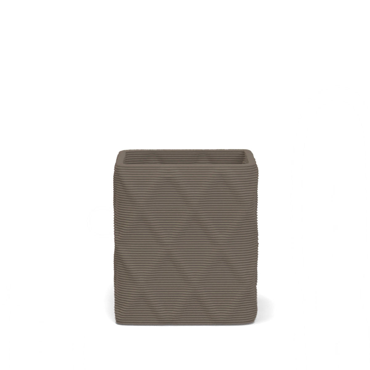 Montara Small Square Planter in Glacial Mist 3D-printed concrete with ribbed finish, modern GFRC design for indoor and outdoor architectural use
