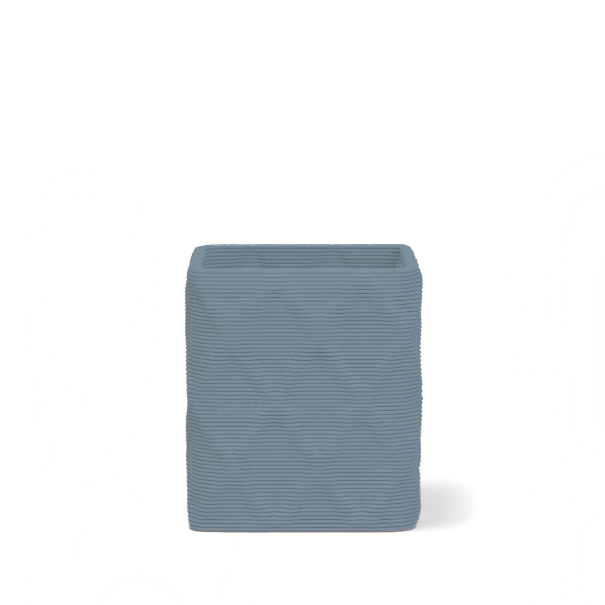 Montara Small Square Planter in Golden Olive 3D-printed concrete with ribbed finish, modern GFRC design for indoor and outdoor architectural use