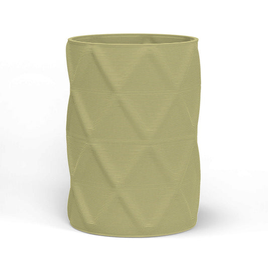 Solana Large Round Concrete Planter - Diamond in Golden Olive finish, made from lightweight GFRC with a 3D-printed diamond pattern, ideal for indoor or outdoor architectural use.