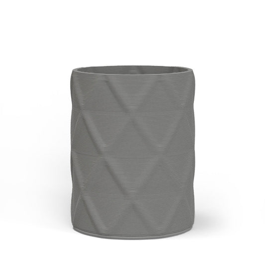 Solana Medium Round Concrete Planter - Diamond in Silver Mist finish, made from lightweight GFRC with a 3D-printed diamond pattern, ideal for indoor or outdoor architectural use.