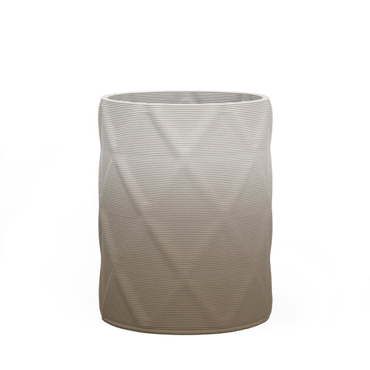 Solana Medium Round Planter - Diamond 1 - Savanna Clay OMB2 - sculptural round planter with faceted diamond relief texture, 3D printed concrete, modern artistic design