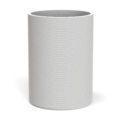 Solana XL Round Planter in Glacial Mist, featuring a sleek vertical ribbed texture and cylindrical silhouette made from 3D-printed GFRC concrete.